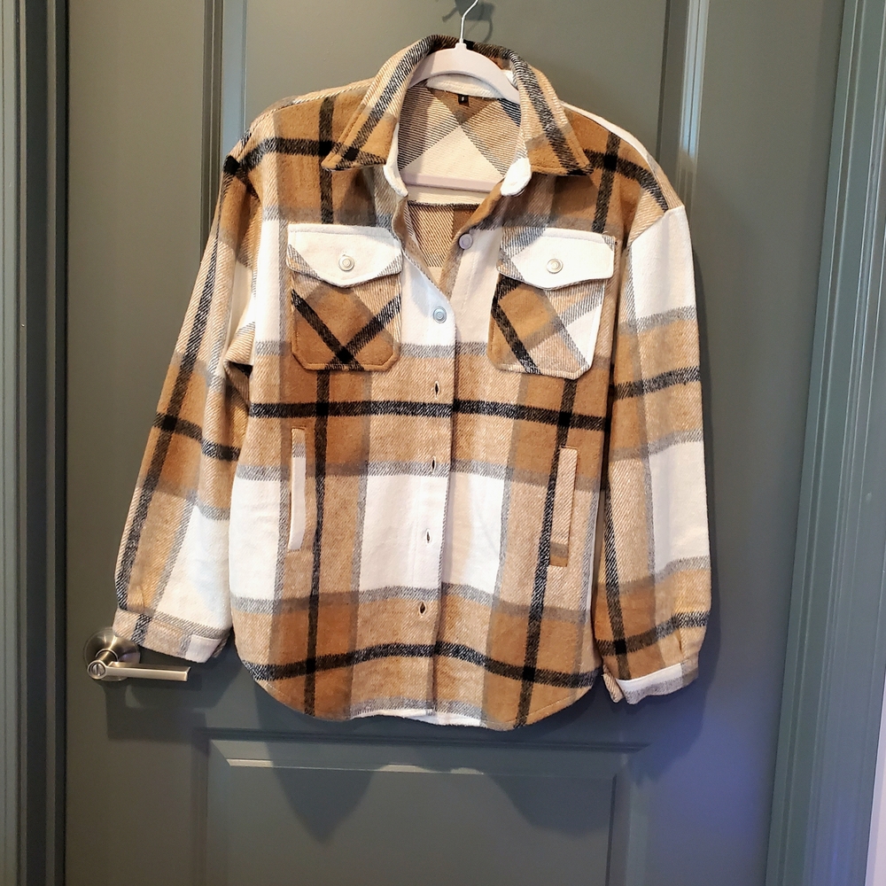 Plaid Button-Up Shirt Jacket